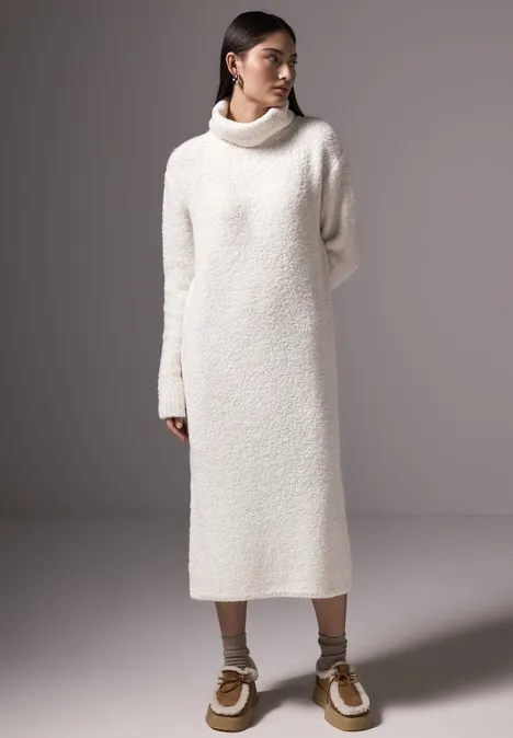 Bouclé Kleid im Relaxed Fit cream white melange