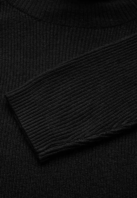 Midi-Kleid mit Rollkragen Black