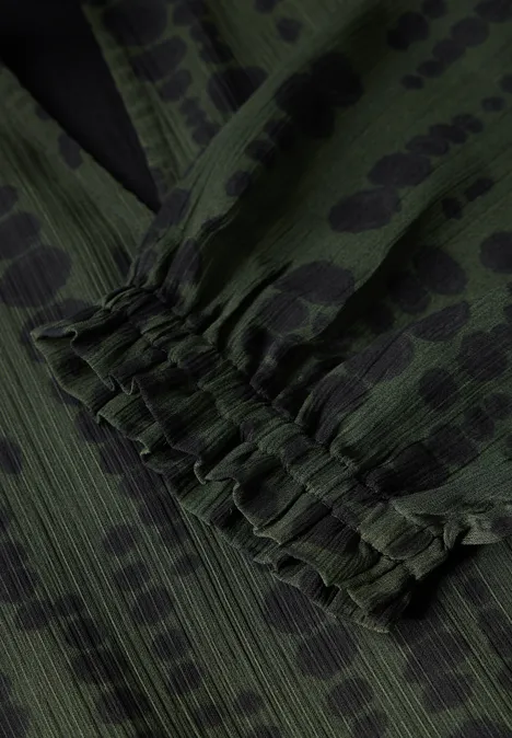 Bedrucktes Chiffon-Kleid oil green
