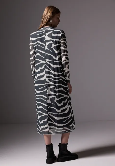 Gemustertes Mesh-Kleid flint grey