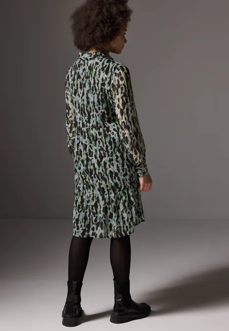 Chiffon-Kleid mit Volants vivid green