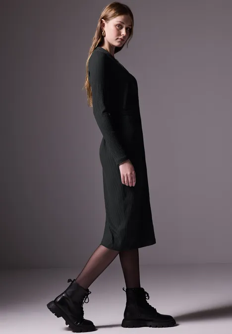 Rippstrick-Kleid Black