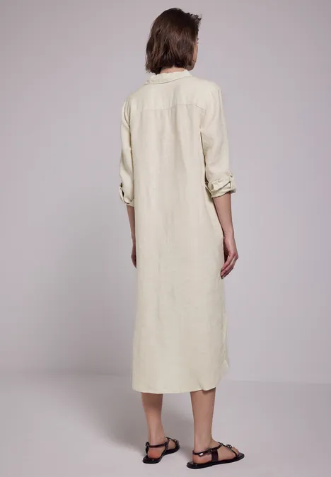 Midi-Kleid aus Leinen moonstone sand