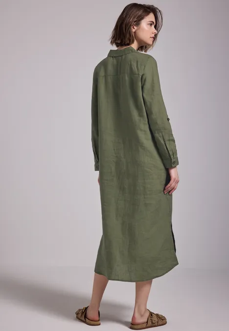 Midi-Kleid aus Leinen peridot green