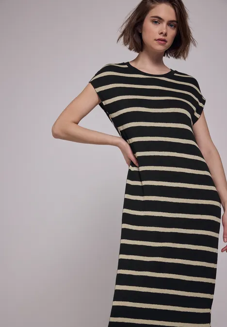 Gestreiftes Maxi-Jerseykleid Black