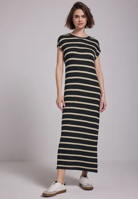 Gestreiftes Maxi-Jerseykleid Black