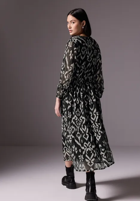 Bedrucktes Chiffon-Kleid Black