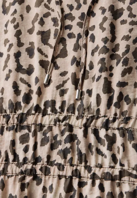 Midi-Kleid mit Leo-Print creamy brown