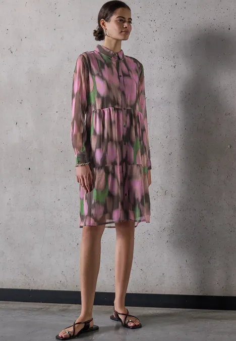 Chiffon-Blusenkleid intense rose