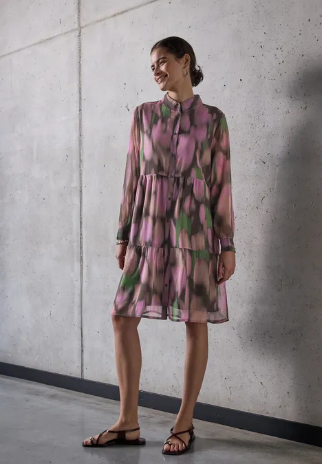 Chiffon-Blusenkleid intense rose