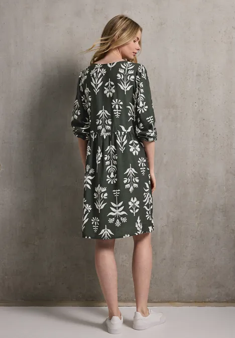 Print-Kleid mit Schleifen desert pine green