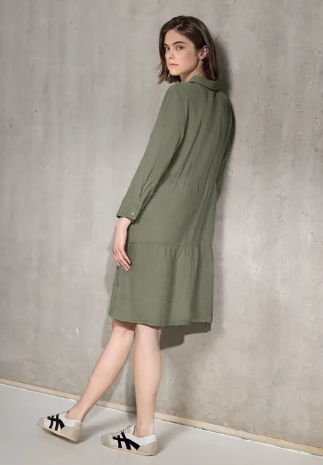 Blusenkleid mit Volants pale mud green