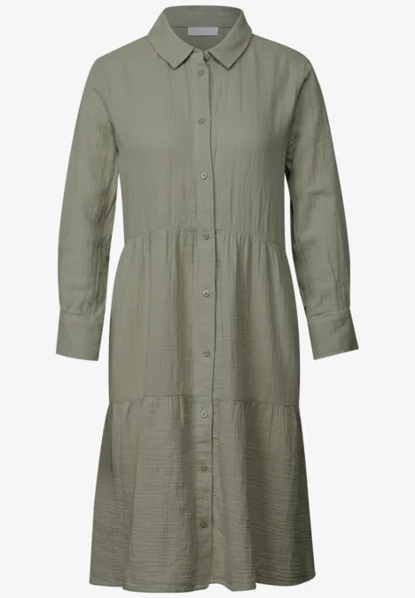 Blusenkleid mit Volants pale mud green