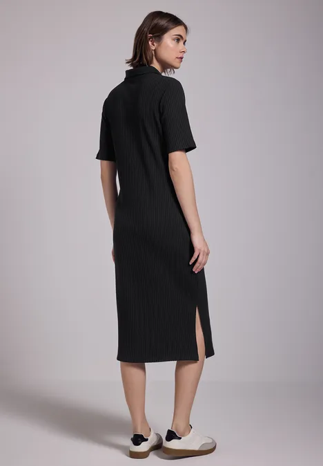 Kleid mit Rippstruktur Black