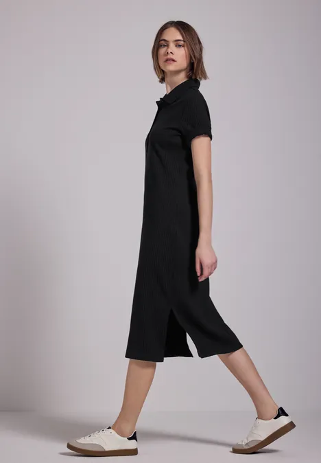 Kleid mit Rippstruktur Black