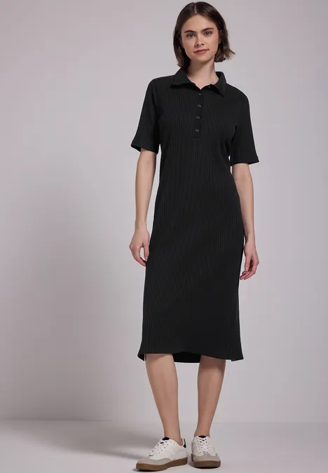 Kleid mit Rippstruktur Black