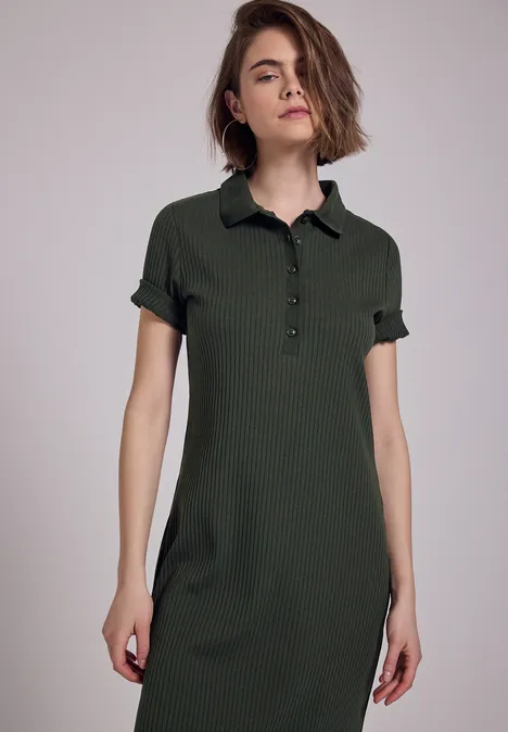 Kleid mit Rippstruktur desert pine green