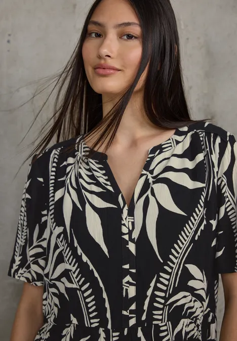 Gemustertes Tunika-Kleid Black