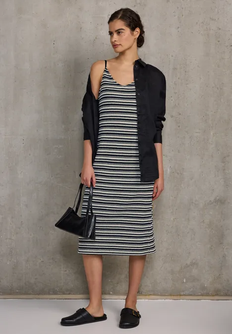 Gestreiftes Spitzenkleid Black