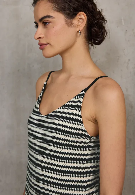 Gestreiftes Spitzenkleid Black