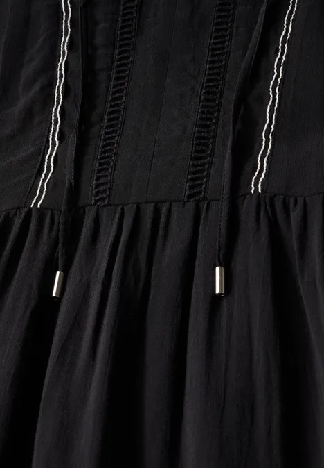 Tunika-Kleid mit Stickerei Black