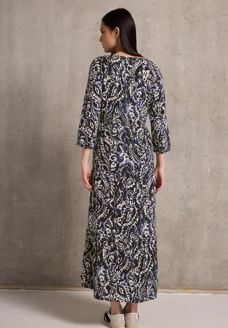 Gemustertes Volant-Kleid dark void blue