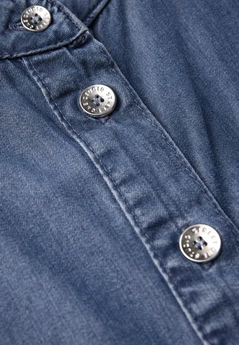 Jeanskleid mit Rüschen Mid Blue soft washed