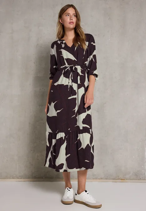 Gemustertes Maxi-Kleid fudge red