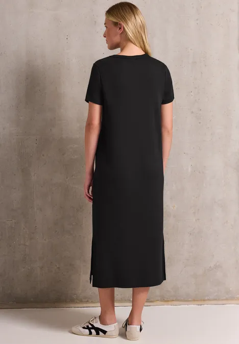 Kleid mit Rippstruktur Black