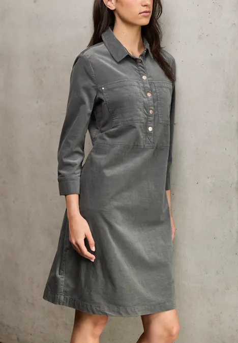 Knielanges Cordkleid deep stone grey