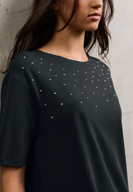 T-Shirt-Kleid mit Nieten industrial grey