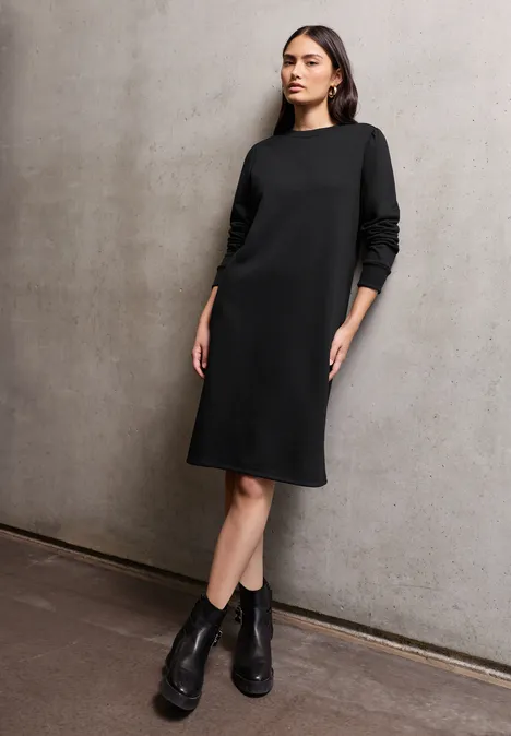 Sweat-Kleid in Unifarbe Black