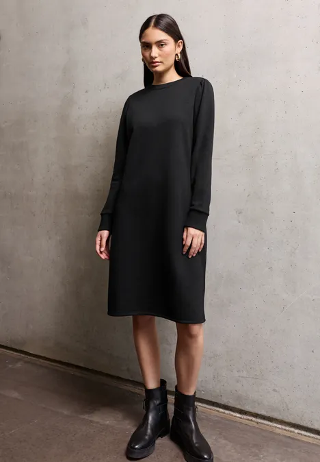 Sweat-Kleid in Unifarbe Black