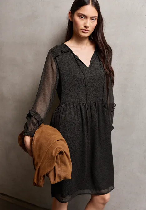 Gemustertes Chiffon-Kleid dark auburn brown