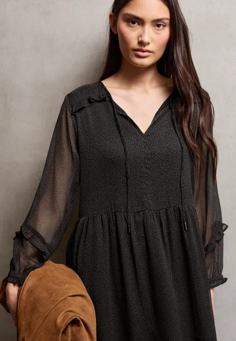 Gemustertes Chiffon-Kleid dark auburn brown