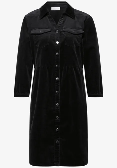 Cordkleid mit Volant Black