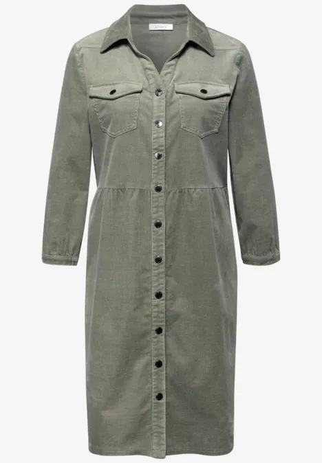 Cordkleid mit Volant reed green