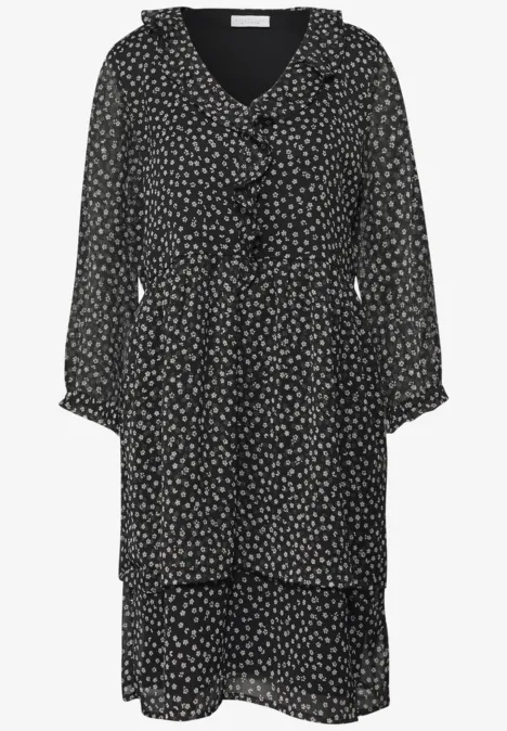 Gemustertes Chiffonkleid Black Gemustertes Chiffonkleid Black