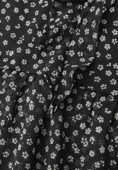 Gemustertes Chiffonkleid Black Gemustertes Chiffonkleid Black