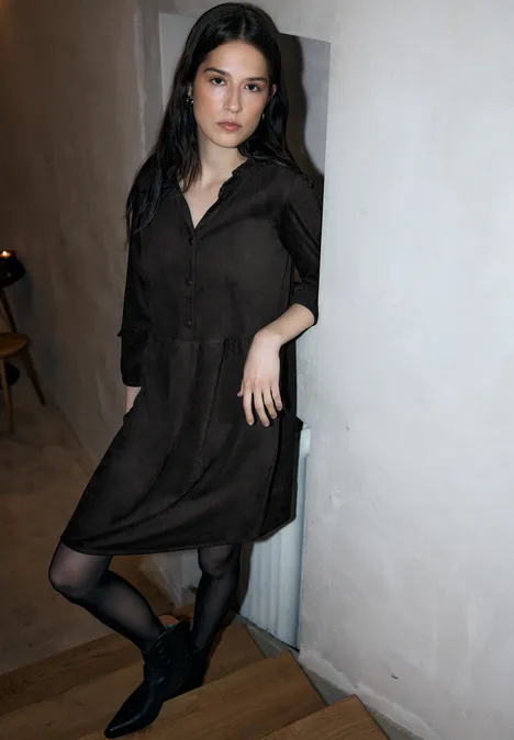 Velourskleid im Tunika-Look Black Velourskleid im Tunika-Look Black