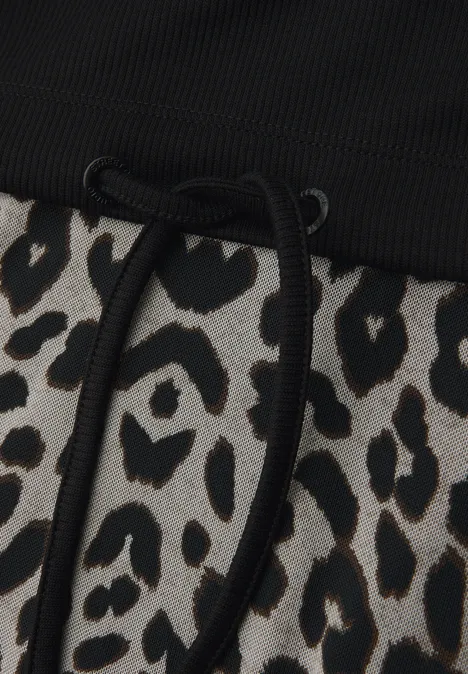 Robe midi avec jupe léopard Black