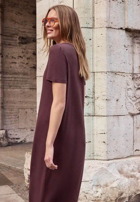 Midi-Kleid aus Jersey mit Puffärmeln very berry Midi-Kleid aus Jersey mit Puffärmeln very berry