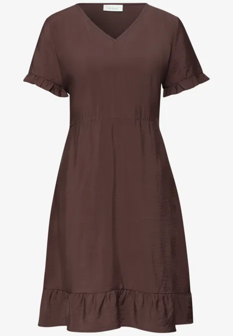 Robe longueur genou avec détail volanté mahogany brown