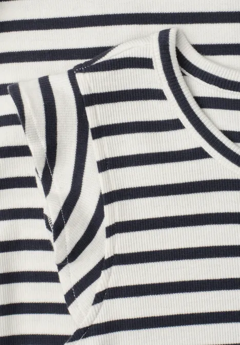 Midikleid mit Rundhals und Streifen off white Zwei ärmellose Oberteile mit horizontalen schwarzen und weißen Streifen.