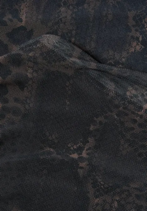 Midikleid aus Mesh mit Snake-Print charred brown Schwarzes und braunes schuppiges Muster, erinnert an Reptilienhaut.