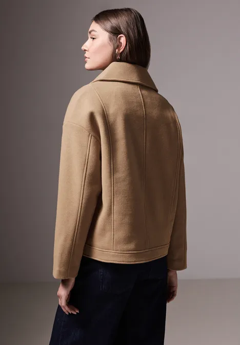 Oversize Caban Jacke button brown mel.