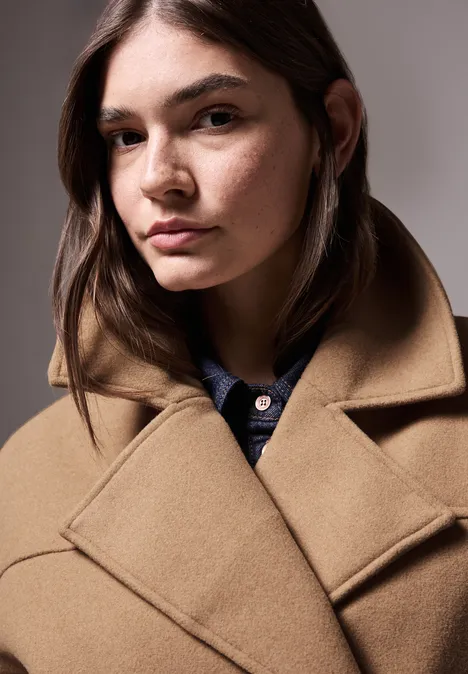 Oversize Caban Jacke button brown mel.