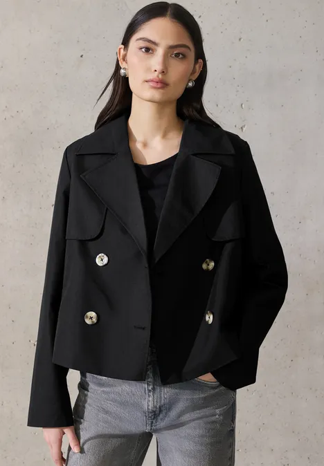 Kurzer Trenchcoat Black