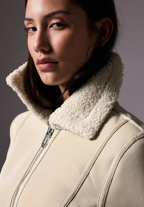 Faux Shearling Jacket pearly sand