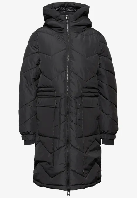 Lange Steppjacke Black